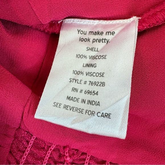 RAHI Pink Lightweight Jacquard Long Sleeve Crop Top Pearl Buttons Square Neck - Picture 3 of 5